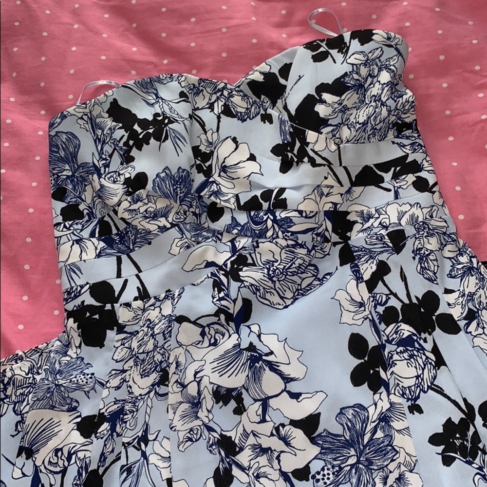 Strapless floral mini dress